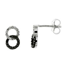 Boucles d'oreilles Or Blanc 750 Diamant Blanc & Noir 0.17 carat
