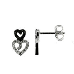 Boucles d'oreilles Or Blanc 750 Diamant Blanc & Noir 0.22 carat