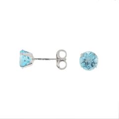 Boucles d'oreilles Or Blanc 750 Topaze bleue traitée 5mm