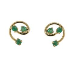 Boucles d'oreilles Or Jaune 3 Emeraudes