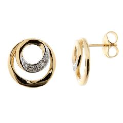 Boucles d'oreilles Or Jaune 750 Diamant 0.04 carat