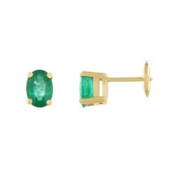 Boucles d'oreilles Or Jaune 750 Emeraudes ovales 7x5mm
