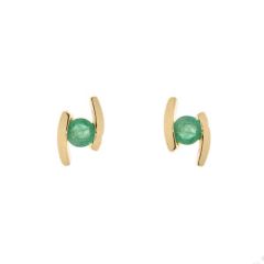 Boucles d'oreilles Or Jaune Emeraude 3mm