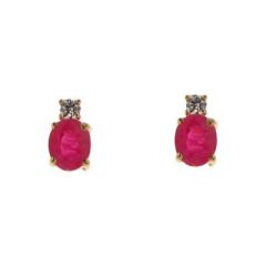 Boucles d'oreilles Or Rubis 5x4mm et oxyde de zirconium