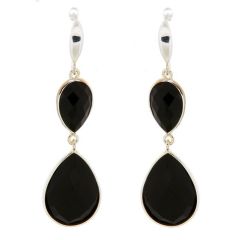 Boucles d'oreilles Pendantes Argent 925 et Onyx Poires