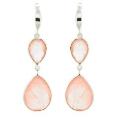 Boucles d'oreilles Pendantes Argent 925 et Quartz Roses Poires