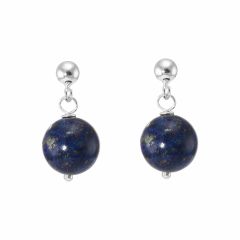 Boucles d'oreilles Pendantes Argent 925 Lapis Lazuli Boules 10mm