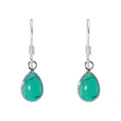 Boucles d'oreilles Pendantes Argent 925 Turquoise Reconstituée Poire 10x7mm