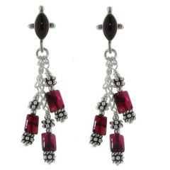 Boucles d'oreilles Pendantes Argent Grenat (4.7cm)