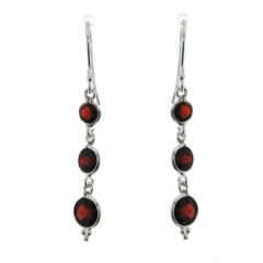 Boucles d'oreilles Pendantes Argent Grenat Rond