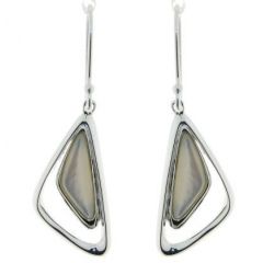 Boucles d'oreilles Pendantes Argent  Nacre Blanche (4.4cm)