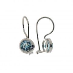 Boucles d'oreilles Pendantes Argent Topaze Bleue Traitée 6mm