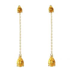 Boucles d'oreilles Pendantes Or Jaune 375 Citrine taille poire