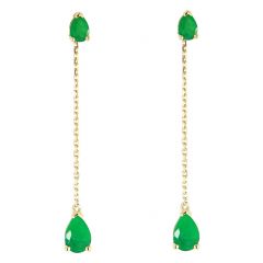 Boucles d'oreilles Pendantes Or Jaune 750 Emeraude taille poire