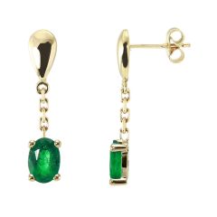 Boucles d'oreilles pendantes Or Jaune 750 Emeraude