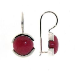 Boucles d'oreilles Pendantes Rhodonite Ronde 10mm