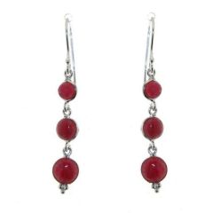 Boucles d'oreilles Pendantes Rhodonite Ronde