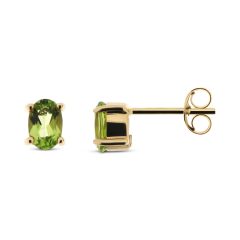 Boucles d'oreilles Péridot Ovale 6x4mm en Or Jaune 375