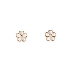 Boucles d'oreilles puces Or Jaune 375 Fleur en nacre
