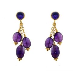 Boucles d'oreilles Vermeil Améthyste Cabochon
