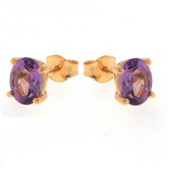 Boucles d'oreilles Vermeil Améthyste Ovale 8x6mm