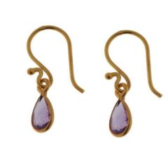 Boucles d'oreilles Vermeil Améthyste Poire 8x6mm