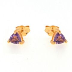 Boucles d'oreilles Vermeil Améthyste Triangulaire 5mm
