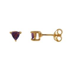 Boucles d'oreilles Vermeil Améthyste Trillion 4mm