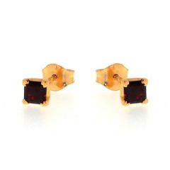 Boucles d'oreilles Vermeil Grenat Carré 4x4mm
