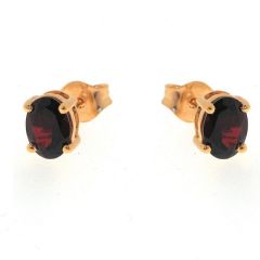 Boucles d'oreilles Vermeil Grenat Ovale 7x5mm