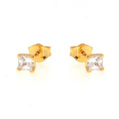 Boucles d'oreilles Vermeil Oxyde de zirconium Carré 4x4mm