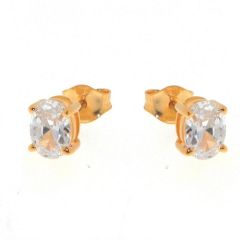 Boucles d'oreilles Vermeil Oxyde de zirconium Ovale 7x5mm