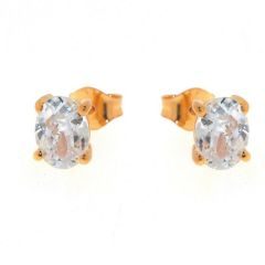 Boucles d'oreilles Vermeil Oxyde de zirconium Ovale 8x6mm