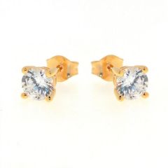 Boucles d'oreilles Vermeil Oxyde de zirconium Rond 6mm