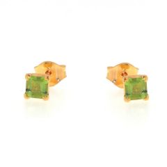 Boucles d'oreilles Vermeil Péridot Carré 4x4mm