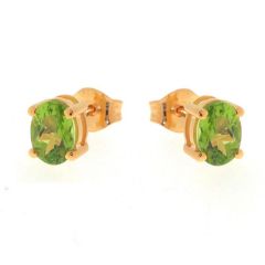 Boucles d'oreilles Vermeil Péridot Ovale 7x5mm