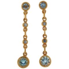 Boucles d'oreilles Vermeil Topaze bleue Traitée Pendantes
