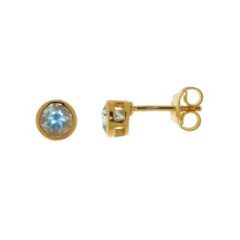 Boucles d'oreilles Vermeil Topaze bleue Traitée Ronde 5mm