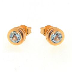 Boucles d'oreilles Vermeil Topaze bleue traitée Ronde 5mm