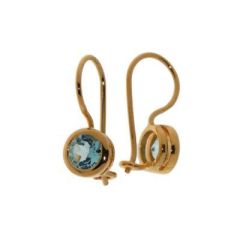 Boucles d'oreilles Vermeil Topaze bleue Traitée Ronde 6mm