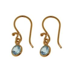 Boucles d'oreilles Vermeil Topaze bleue Traitée Ronde 6mm