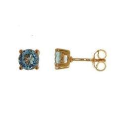 Boucles d'oreilles Vermeil Topaze bleue Traitée Rondes 6mm