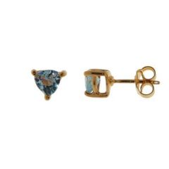 Boucles d'oreilles Vermeil Topaze bleue Traitée Trillion 5mm