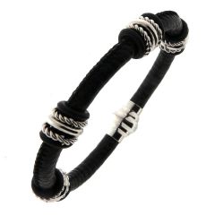 Bracelet Acier et Cuir pour Homme
