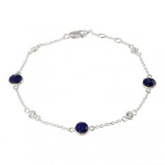 Bracelet Argent 925 Lapis lazuli et Oxyde de zirconium