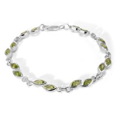 Bracelet Argent 925 Péridot Navette 6x3mm