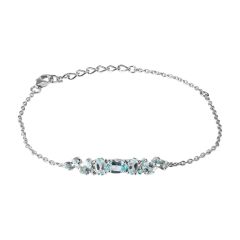 Bracelet Argent 925 Rhodié Topaze bleue traitée