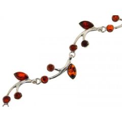 Bracelet Argent Ambre Fleur 20mm x 19.5cm
