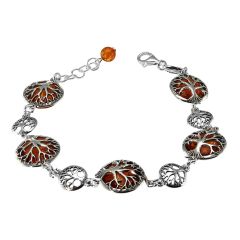 Bracelet argent et ambre arbre de vie