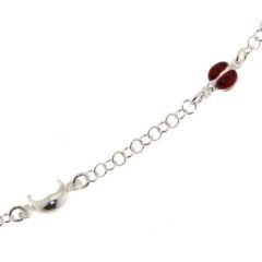 Bracelet Argent Lunes et Coccinelles émaillées